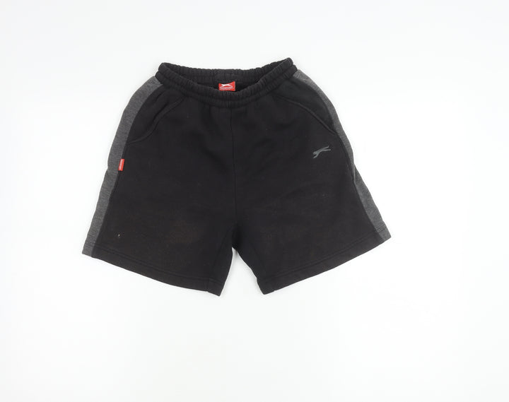Slazenger Boys Black Athletic Shorts 9-10Y Elastic Waist Jersey Sports
