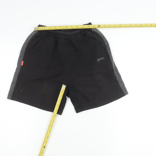Slazenger Boys Black Athletic Shorts 9-10Y Elastic Waist Jersey Sports