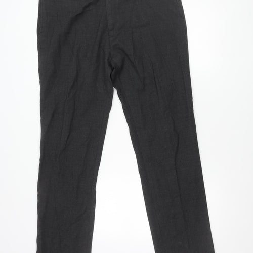 Next Men's Black 38L Dress Pants Wool Blend Flat Front Business Trousers