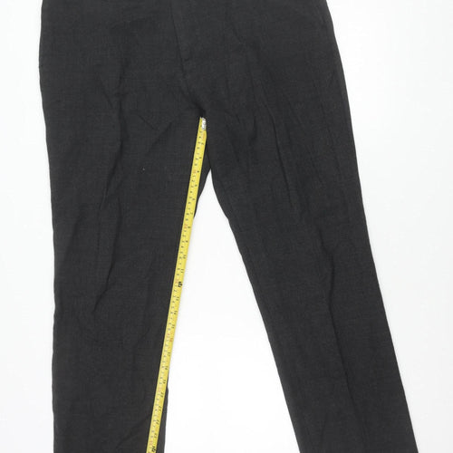 Next Men's Black 38L Dress Pants Wool Blend Flat Front Business Trousers