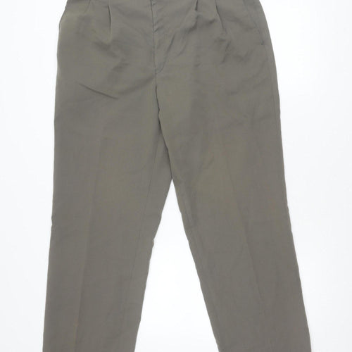 Canda Men's Grey Chino Trousers 36W Pleated Regular Fit Straight Leg