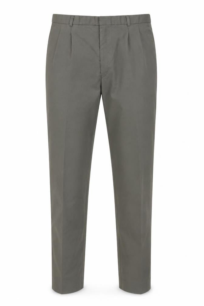 Canda Men's Grey Chino Trousers 36W Pleated Regular Fit Straight Leg