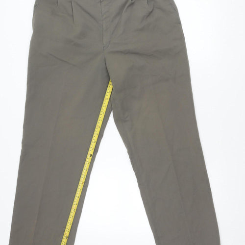 Canda Men's Grey Chino Trousers 36W Pleated Regular Fit Straight Leg