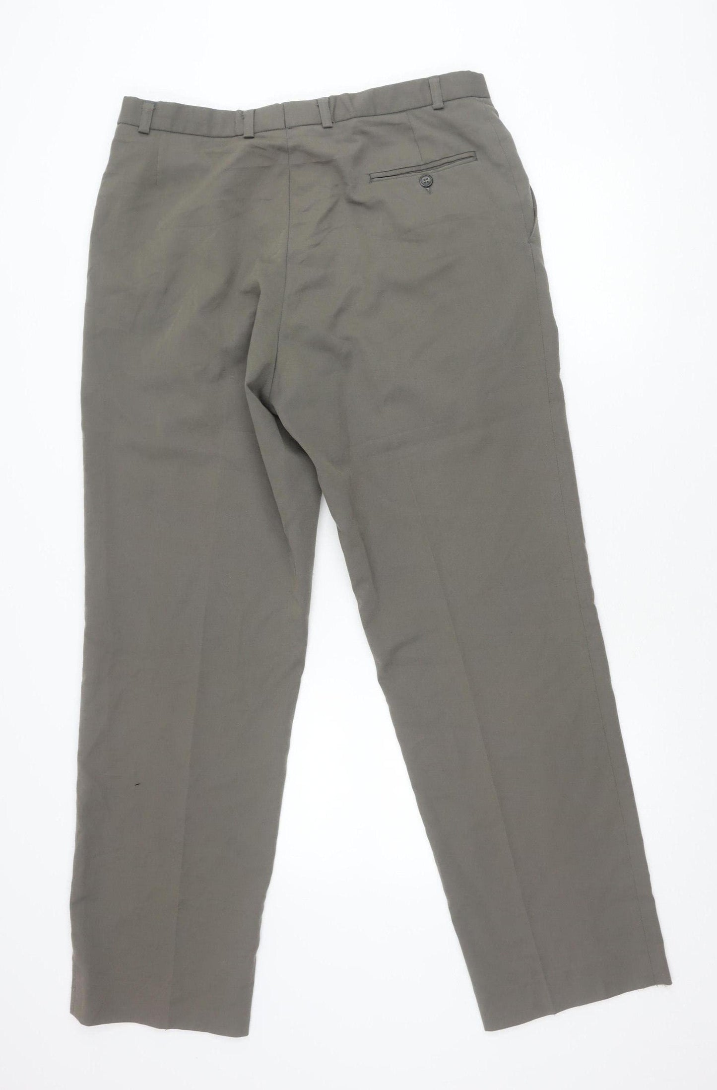 Canda Men's Grey Chino Trousers 36W Pleated Regular Fit Straight Leg