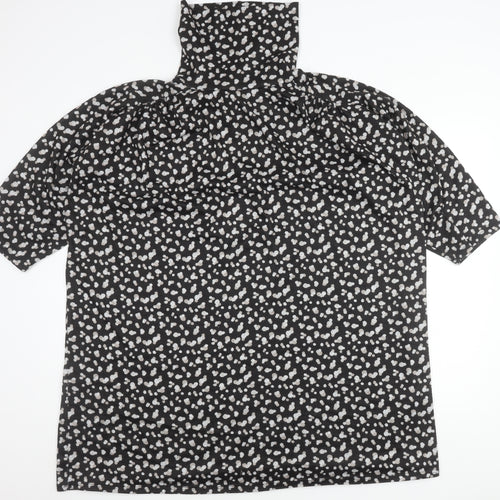 Principles Women’s Black Animal Print Roll Neck Shift Dress Size 18