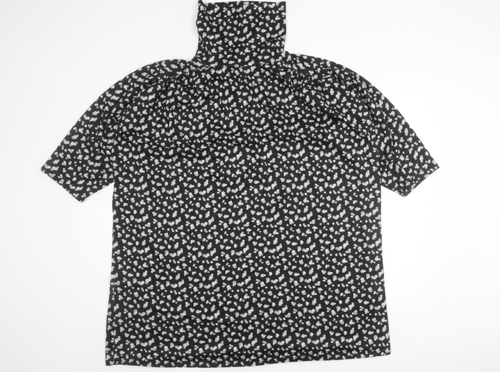 Principles Women’s Black Animal Print Roll Neck Shift Dress Size 18