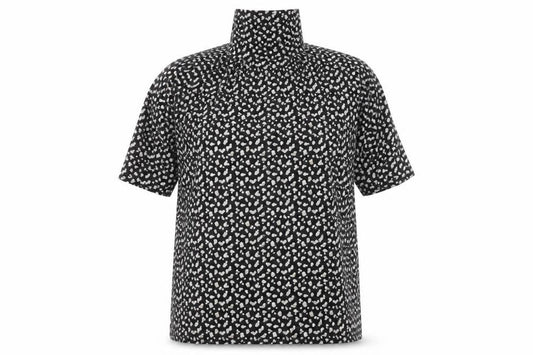 Front view of Principles Women’s Black Animal Print Roll Neck Shift Dress, size UK 18