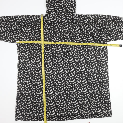 Principles Women’s Black Animal Print Roll Neck Shift Dress Size 18