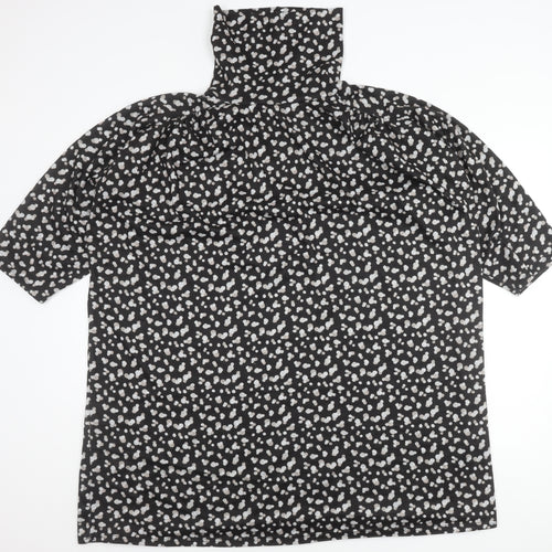 Principles Women’s Black Animal Print Roll Neck Shift Dress Size 18