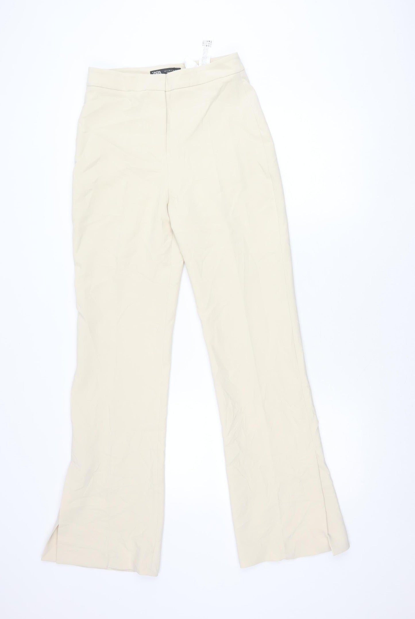 Zara Women’s Beige Straight Leg Trousers S Regular Fit