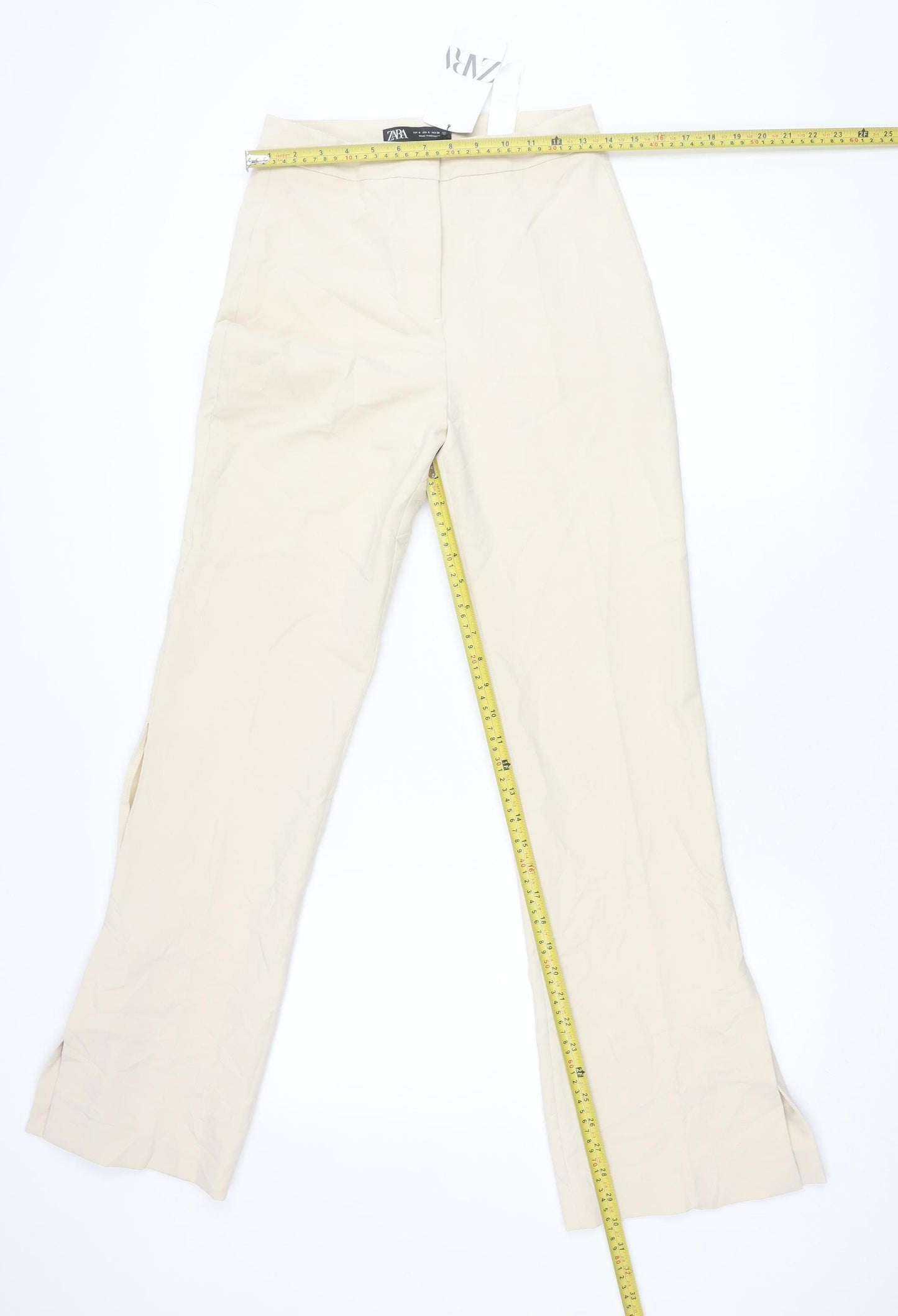 Zara Women’s Beige Straight Leg Trousers S Regular Fit