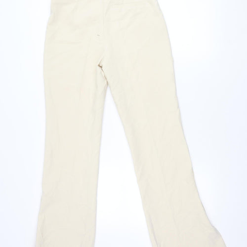 Zara Women’s Beige Straight Leg Trousers S Regular Fit