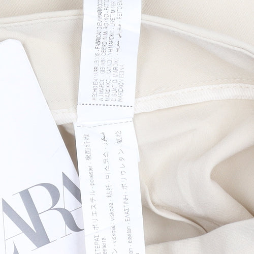 Zara Women’s Beige Straight Leg Trousers S Regular Fit