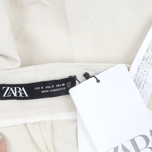 Zara Women’s Beige Straight Leg Trousers S Regular Fit