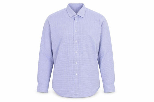 Front view of Daniel Hechter Men's Blue Check 17.5in Long Sleeve Button-Up Shirt