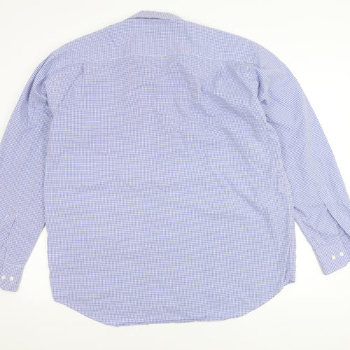 Daniel Hechter Men's Blue Check 17.5in Long Sleeve Button-Up Shirt
