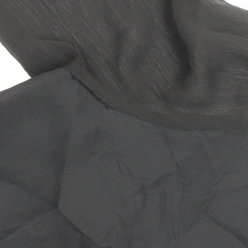Kaliko Womens Black Shift Dress Size 12 Knee Length Embroidered Chiffon