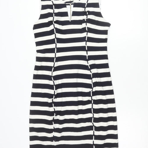 Damsel in a Dress Women’s Black White Stripe Sheath Dress Size 14