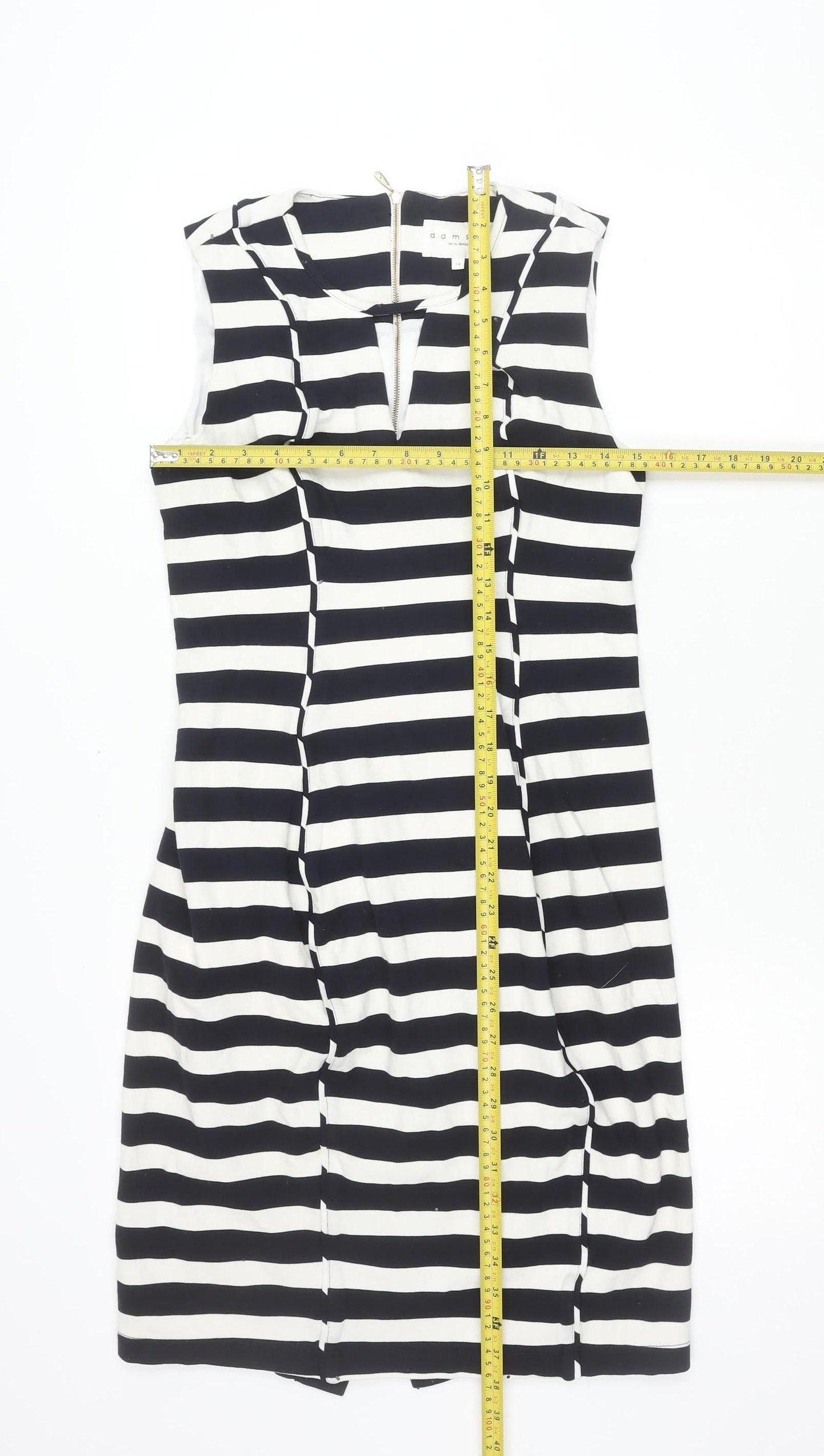Damsel in a Dress Women’s Black White Stripe Sheath Dress Size 14