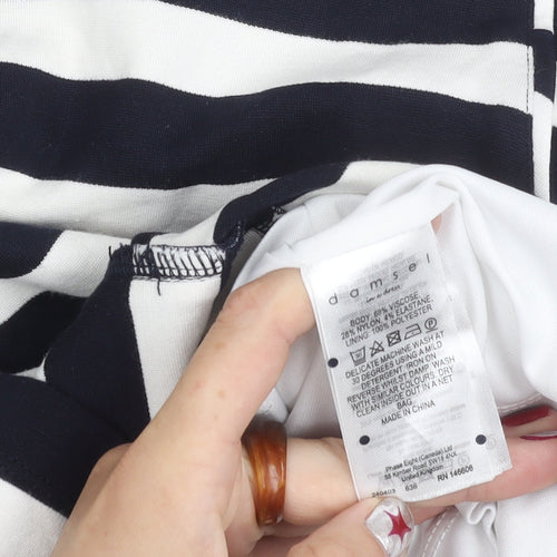 Damsel in a Dress Women’s Black White Stripe Sheath Dress Size 14