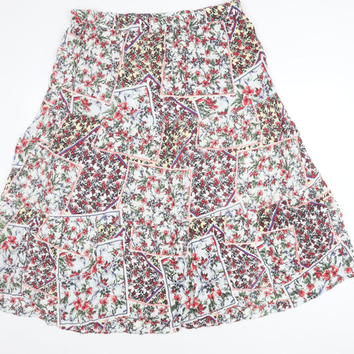 Cotton Traders Women’s Multicoloured Floral A-Line Skirt Size 22 Knee Length Lined