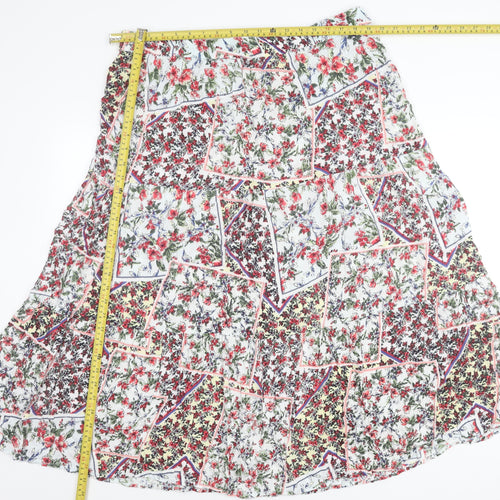 Cotton Traders Women’s Multicoloured Floral A-Line Skirt Size 22 Knee Length Lined