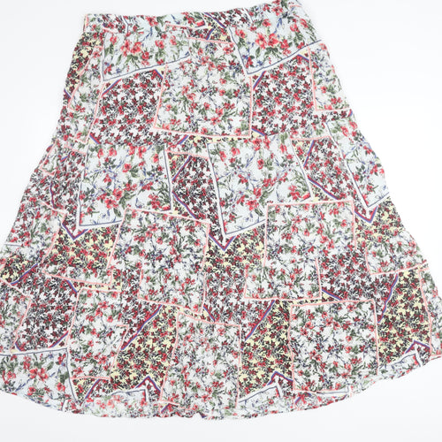 Cotton Traders Women’s Multicoloured Floral A-Line Skirt Size 22 Knee Length Lined