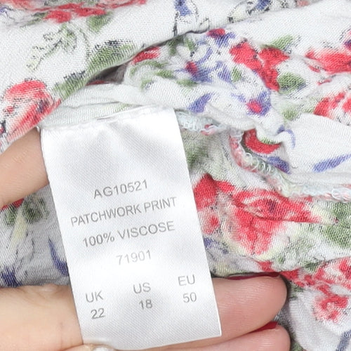 Cotton Traders Women’s Multicoloured Floral A-Line Skirt Size 22 Knee Length Lined