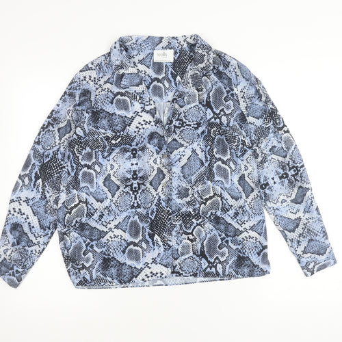 Wallis Women's Petite Blue Snake Print Chiffon Blouse UK 8