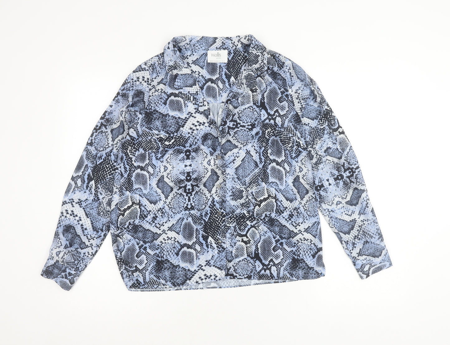 Wallis Women's Petite Blue Snake Print Chiffon Blouse UK 8