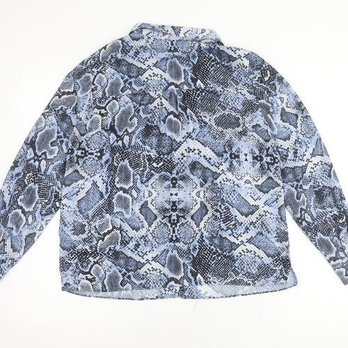 Wallis Women's Petite Blue Snake Print Chiffon Blouse UK 8