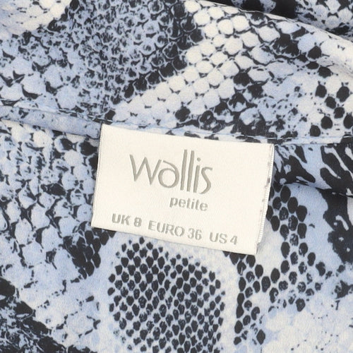 Wallis Women's Petite Blue Snake Print Chiffon Blouse UK 8