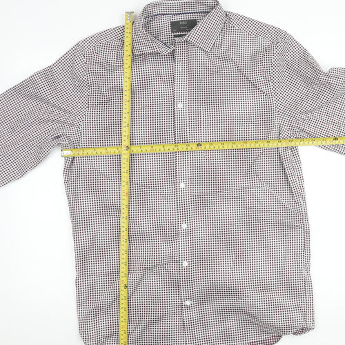 Marks and Spencer Men's Red Check 15.5in Regular Fit Long Sleeve Shirt