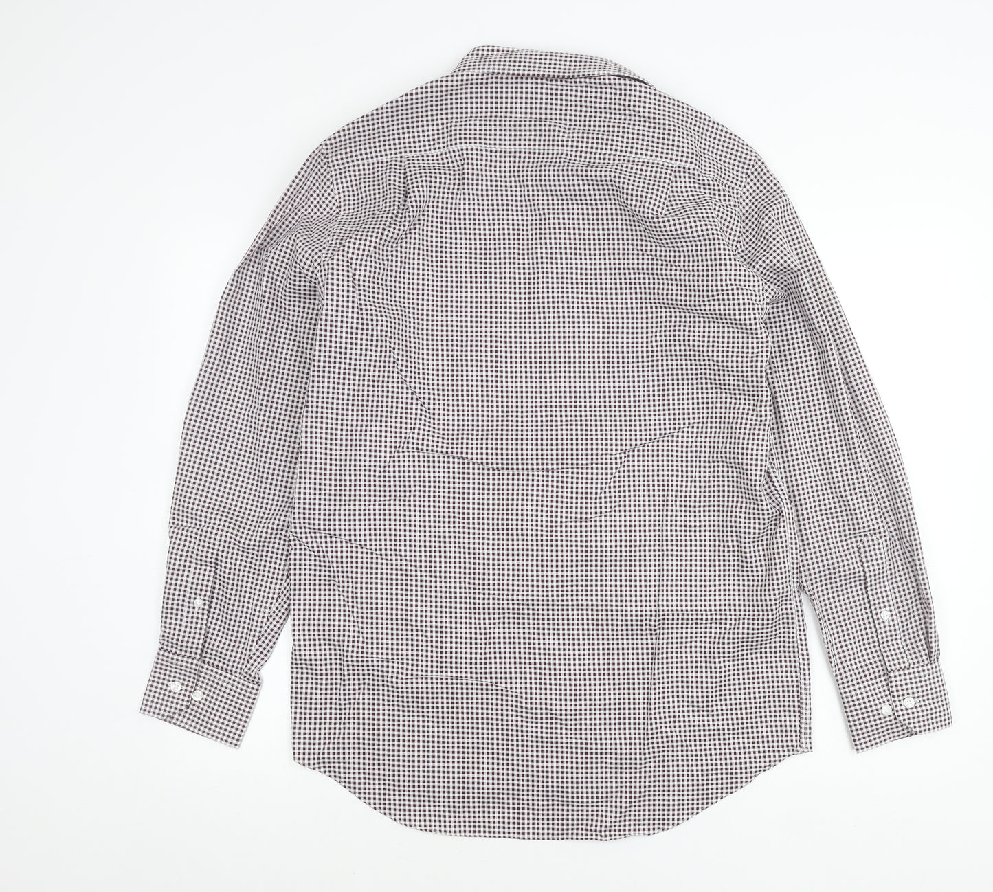 Marks and Spencer Men's Red Check 15.5in Regular Fit Long Sleeve Shirt