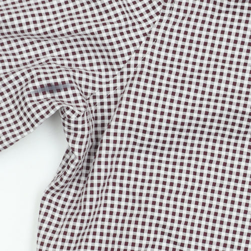 Marks and Spencer Men's Red Check 15.5in Regular Fit Long Sleeve Shirt