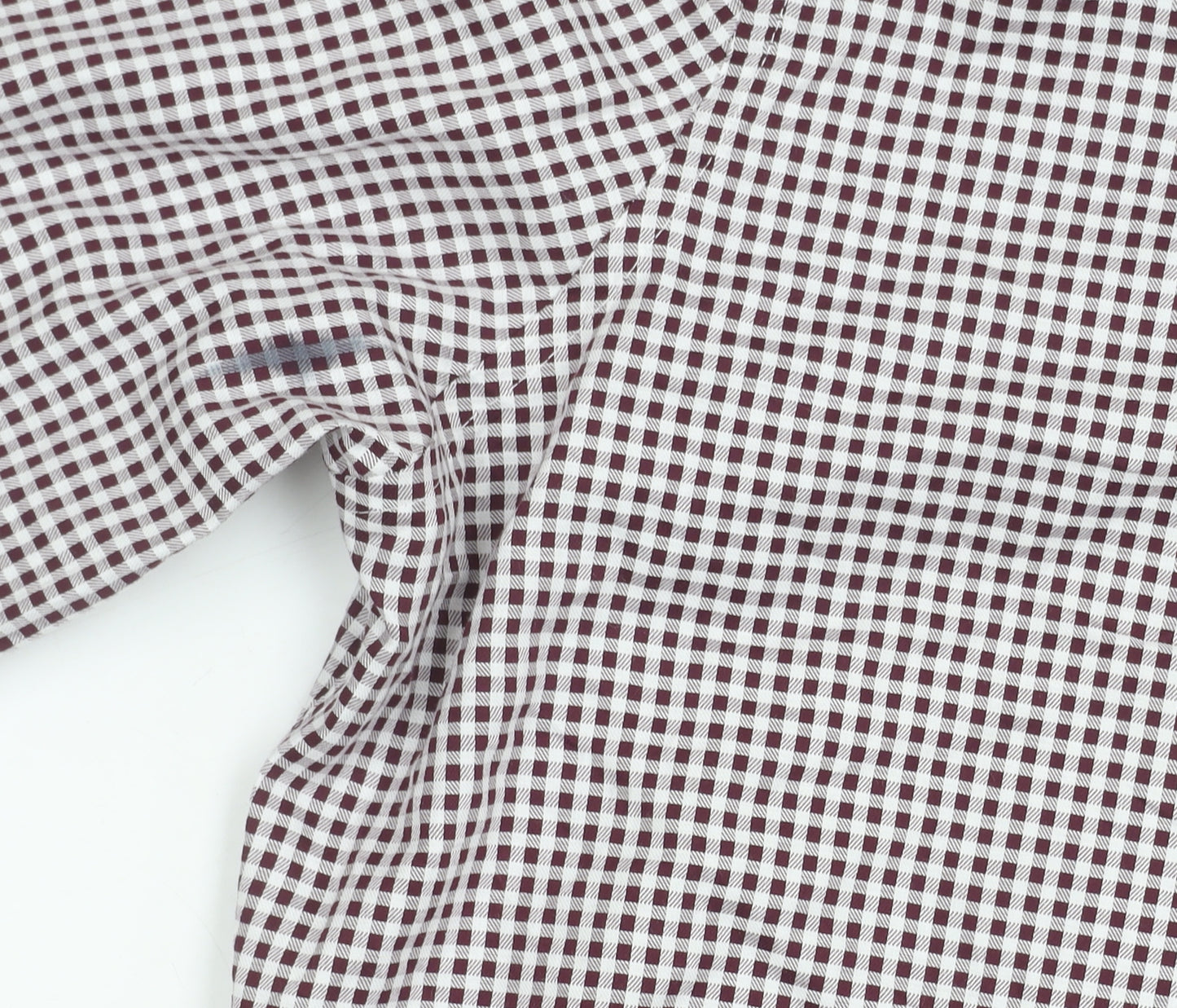 Marks and Spencer Men's Red Check 15.5in Regular Fit Long Sleeve Shirt