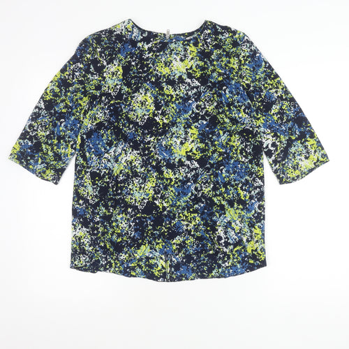 Warehouse Women’s Multicoloured Abstract Blouse UK 12 3/4 Sleeve