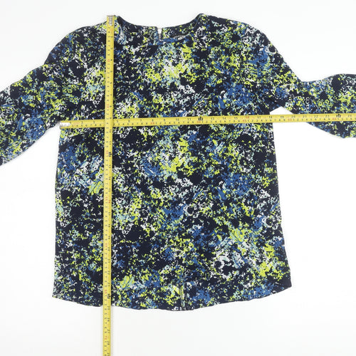 Warehouse Women’s Multicoloured Abstract Blouse UK 12 3/4 Sleeve