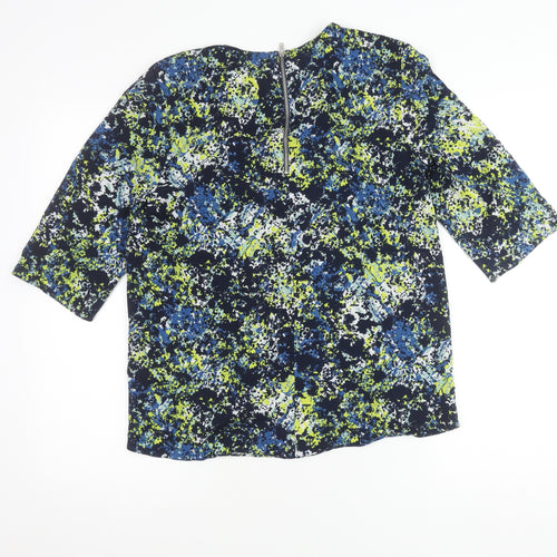Warehouse Women’s Multicoloured Abstract Blouse UK 12 3/4 Sleeve