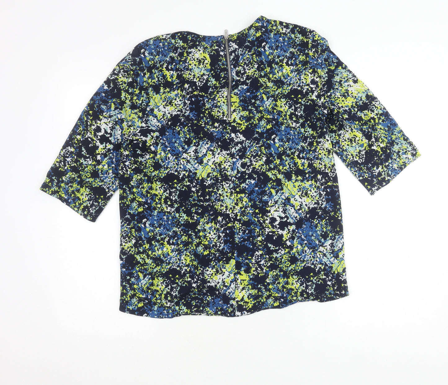 Warehouse Women’s Multicoloured Abstract Blouse UK 12 3/4 Sleeve