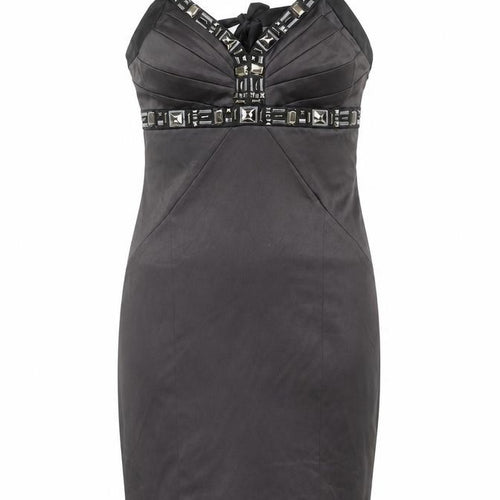 Début Women's Black Beaded Halter Sheath Knee Dress Size 12