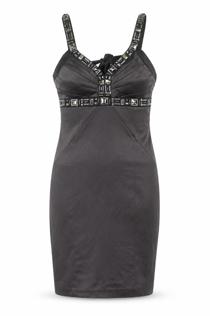 Début Women's Black Beaded Halter Sheath Knee Dress Size 12