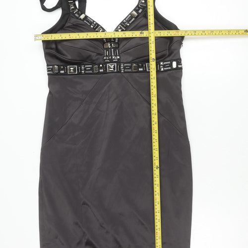 Début Women's Black Beaded Halter Sheath Knee Dress Size 12