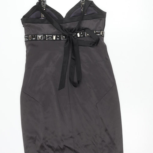 Début Women's Black Beaded Halter Sheath Knee Dress Size 12