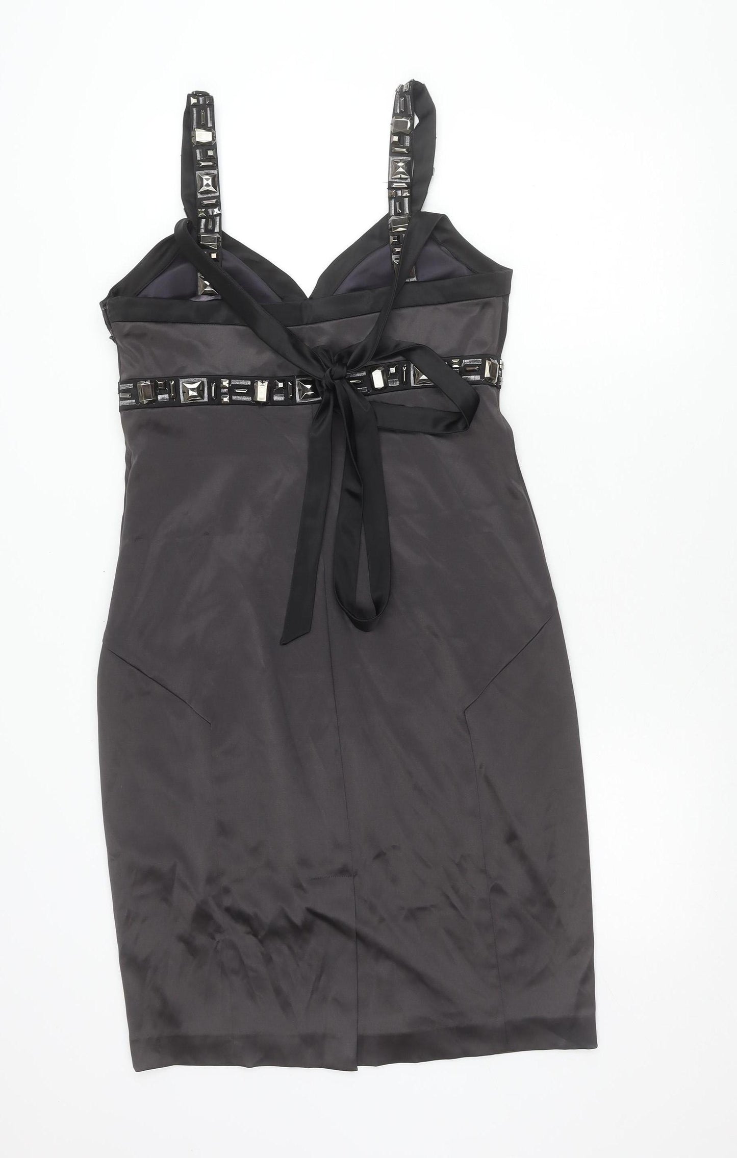 Début Women's Black Beaded Halter Sheath Knee Dress Size 12