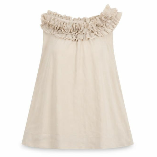 H&M Women’s Beige Chiffon One Shoulder Ruffle Blouse Size 10 Summer