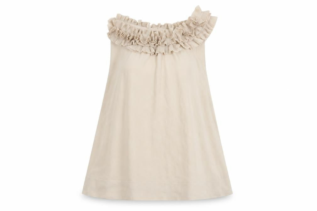 H&M Women’s Beige Chiffon One Shoulder Ruffle Blouse Size 10 Summer