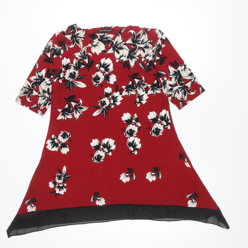 David Emanuel Women's Red Floral Tunic Blouse Size 12