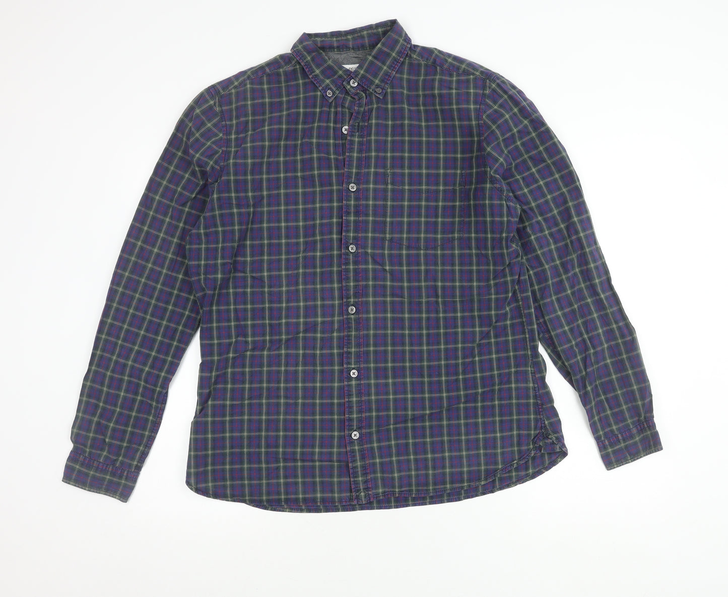 Next Men's Multicoloured Check Flannel Long Sleeve Shirt L