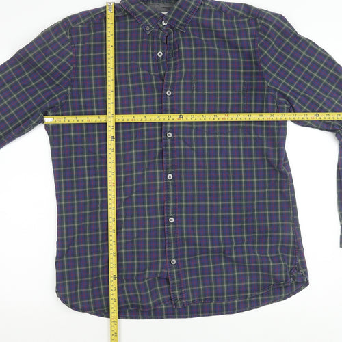 Next Men's Multicoloured Check Flannel Long Sleeve Shirt L